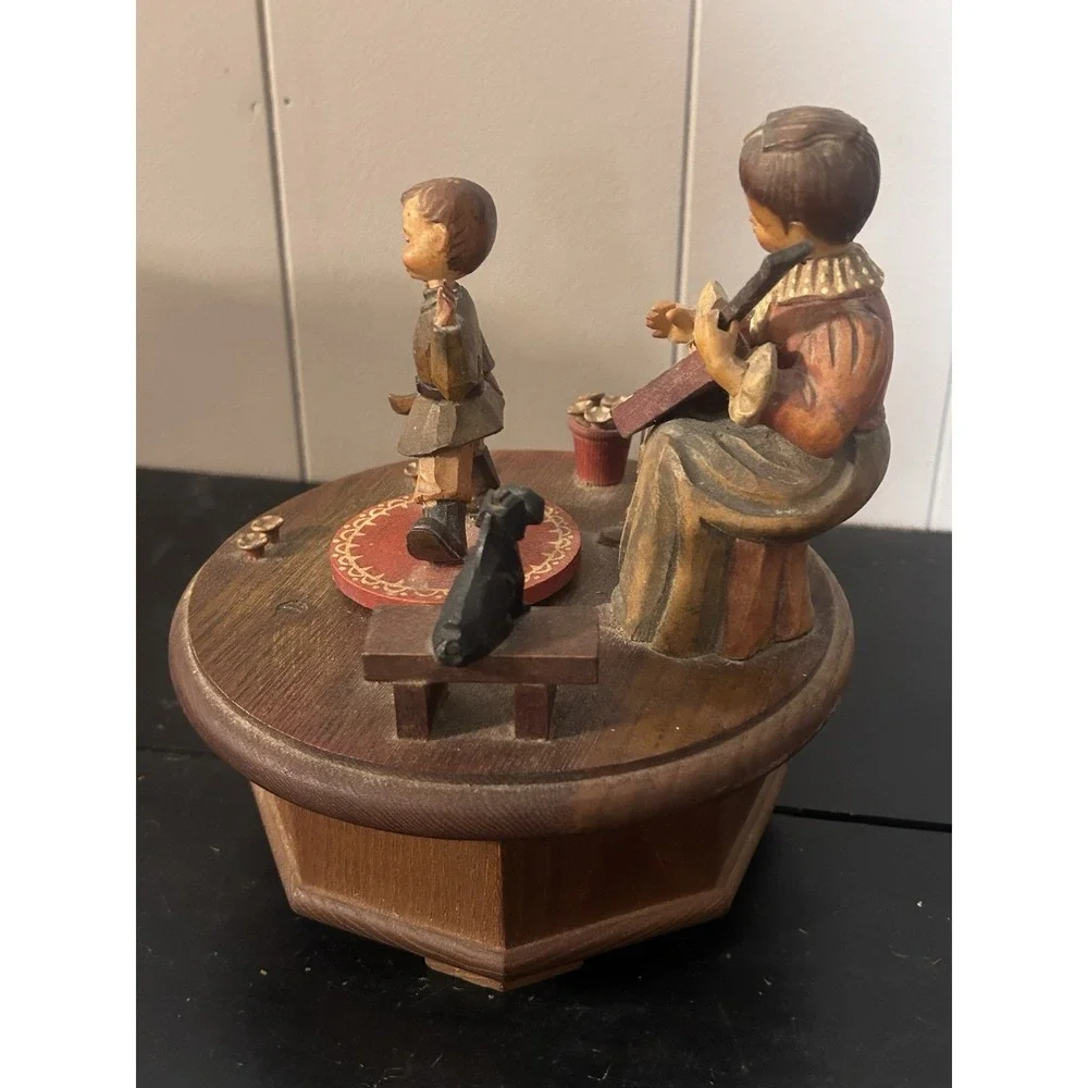 Vintage ANRI THORENS Music Box Lara's Theme Hand Carved Wooden Figures